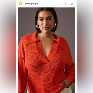 Maeve Textured V-Neck Sweater in Bold Orange